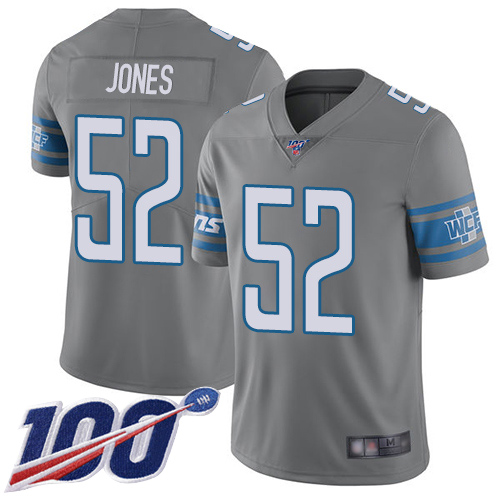 Detroit Lions Limited Steel Men Christian Jones Jersey NFL Football #52 100th Season Rush Vapor Untouchable->youth nfl jersey->Youth Jersey